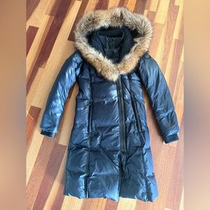 Dark Navy Puffer Coat with Fur Trim Hood - RUD by RUDSAK